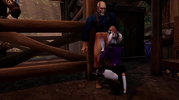 Draenei Girl Gives an Old Man a Deep Blowjob - Warcraft Parody