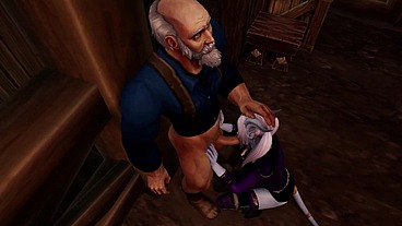 Draenei Girl Gives an Old Man a Deep Blowjob - Warcraft Parody