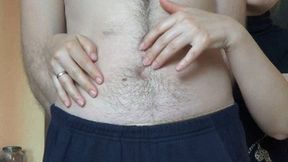 I caressed his sexy navel 2 BB