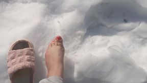 I Walk Barefoot in the Snow, the Snow Crunches Under My Toes