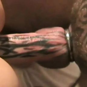 Amateur German pierced cock stud cumming after barebacking