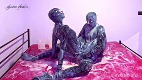 Sticky latex play T2, messy sex - Gloomy Babe