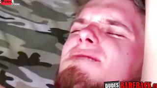 Hot Zeke Stardust strokes cock while getting his ass shoved by dominant Enrique Curre