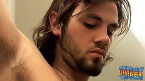 Handsome straight thug Bam cums after solo masturbation