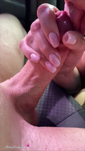 Cock Sucking, Drooling, Handjob, Ball Licking and Powerful Cumshot After Spontaneous Blowjob in Car - Real Amateur Couple POV