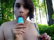 4th of July! COLD  all over MY TITS and masturbating with a POPSICLE!