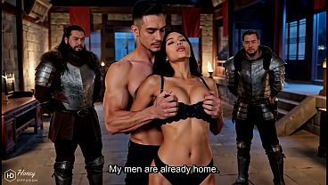 Beautiful empress takes on multiple strong soldiers in a steamy gangbang.