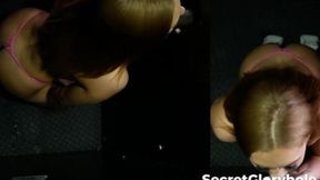 Interracial Glory Hole Frenzy with Busty Brunette Callie Black Devouring Huge cocks