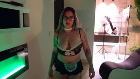 beautiful maid gives her boss a great blowjob