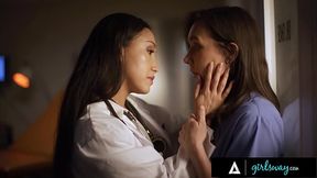 GIRLSWAY - Doctor Vicki Chase KNOWS How To Keep Nurse Sinn Sage'_s Mouth Busy From Telling Secrets