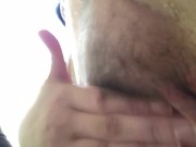 Real amateur MILF plays with clit after sex, homemade video