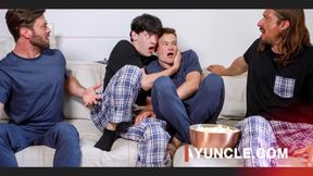 Priesthood leader stroked two dicks simultaneously in his hand until they cum