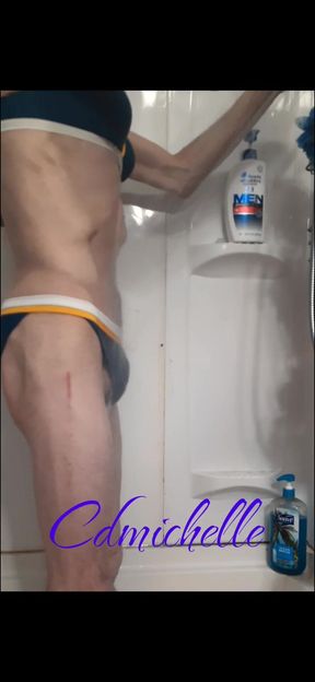 Crossdresser Cdmichelle Getting Ready to Take a Swimsuit Shower