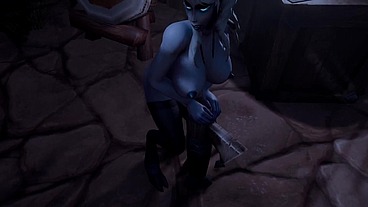 Draenei Grinding on a Pole at Night - Warcraft Porn Parody