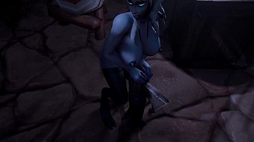 Draenei Grinding on a Pole at Night - Warcraft Porn Parody
