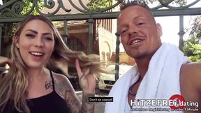 Mia Blow gets wild in public with her chubby German body