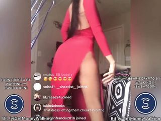 Ebony Lightskin Teen Twerk Upskirt Nipslip IG LIVE