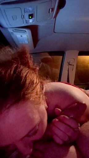 My neighbors redhead wife sneaks out at night to my truck and gives me an amazing blowjob
