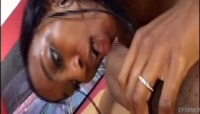 Carmen Blue's ebony vintage charm captivates with intense sensual play