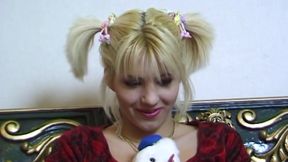 Cute Blonde Teen Sucks Big Cock with Teddy Bear Fun