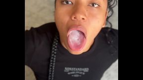 My GF's best friend gives a deepthroat blowjob to my big cock