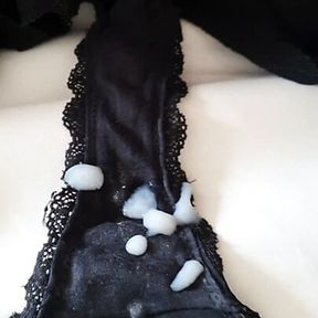 Me cumming on the used  black panties of my girlfriend