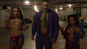 How Many Harleys Are Too Many For A Single Joker? Halloween Threesome With Maximo Garcia And Mackenzie Mace