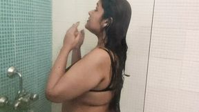 A gorgeous Bengali girl Priti Bathing in a bathroom. Voyer scene