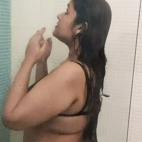 A gorgeous Bengali girl Priti Bathing in a bathroom. Voyer scene