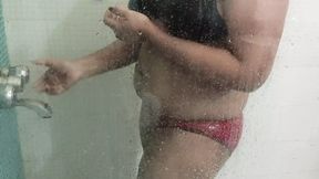 A gorgeous Bengali girl Priti Bathing in a bathroom. Voyer scene