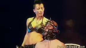 extreme needle fetish on public stage