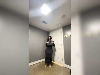 Hot trans CD in tight gray dress teasing huge cock