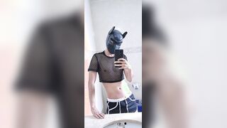 sebastian98x pinches down while dressed in spandex