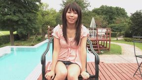 Horny girl masturbates then gets a hard fuck outdoors