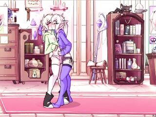 MAX THE ELF : ( ANIMATION ) - FUTANARI - SEE A 3SOME WITH CUTE BUT GALS IN MY ROOM