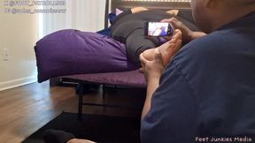 Jackie&#039;s SSBBW Footjob POV Distance Big Titties Revealed
