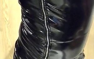 Playing in my black pvc body, nylons and plastic wrap II