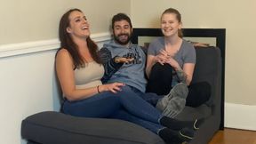 Two Tattooed Babes vs  One Lucky Cock in a Lost Bet BJ Challenge