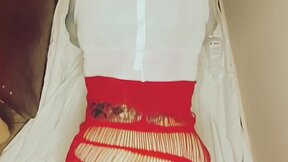 Crossdresser self-fisting with big dildo in ass: sissy training