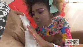Curly-haired ebony enjoys hardcore pussy pounding