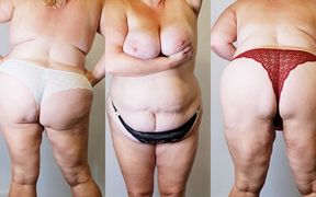 How Does This Amateur English BBW MILF Stepmommy with Big Tits Look in 8 Different Pairs of Worn Panties Around Her Hairy Pussy?