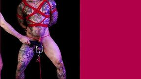 Hunk Damian Dragon is bound & endure from spanking & ball busting