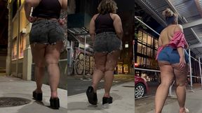 puerto rican boricua mami faux candid thick legs and natural fat ass worship asmr slow motion high heels short shorts