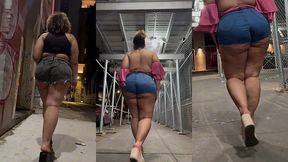 puerto rican boricua mami faux candid thick legs and natural fat ass worship asmr slow motion high heels short shorts