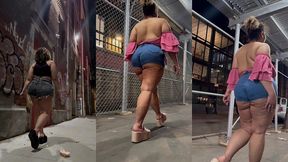 puerto rican boricua mami faux candid thick legs and natural fat ass worship asmr slow motion high heels short shorts