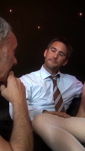 Key moment from "Horny nurse Katie Weale enjoys fucking with two guys at once"