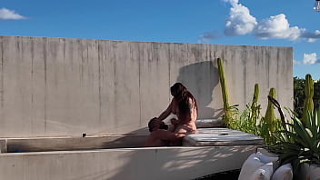 HOT CHICK WITH A DICK POOL BLOWJOB WITH FACIAL ENDING