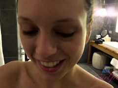 Cute amateur brunette naughty in solo jerking show on camera