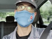 Kinky dominoes guy talks dirty while on a delivery