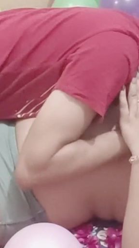 My College Girlfriend Gave Me a Hot Birthday Night Stand Surprise - Passionate Sex with Rose Petals &amp; Balloons, Real&hellip;   Clip 1